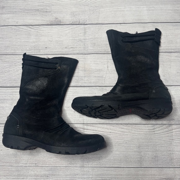 Merrell Performance Black Leather Vera Mid-Calf Barnwood‎ Boots Women's Size 9 - Picture 1 of 6